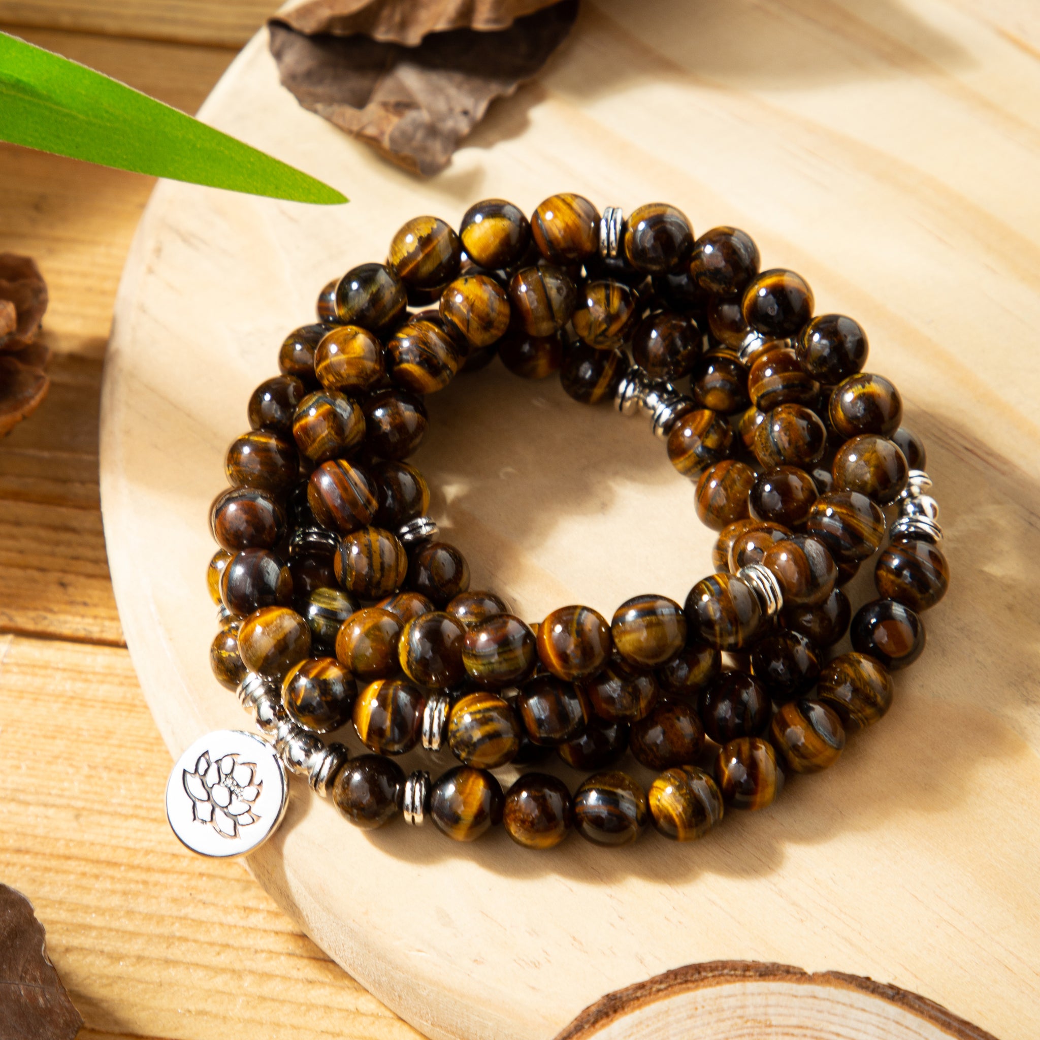 Tigers Eye 108 Mala Beads Stone Healing Inspirational Balancing Calm Bracelet