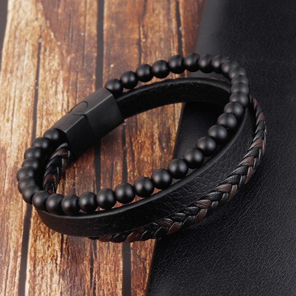 Men's Black Onyx Stone Strength Calming Healing Bracelet