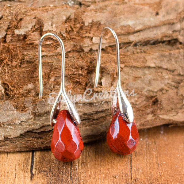 Red Jasper Stone Drop Earrings
