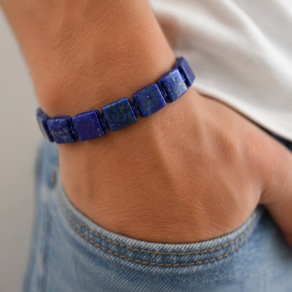 Square Lapis Lazuli Beaded Bracelet