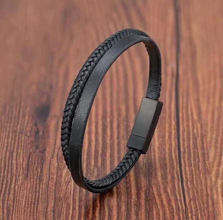 Minimalist Men's Leather Dainty Bracelet