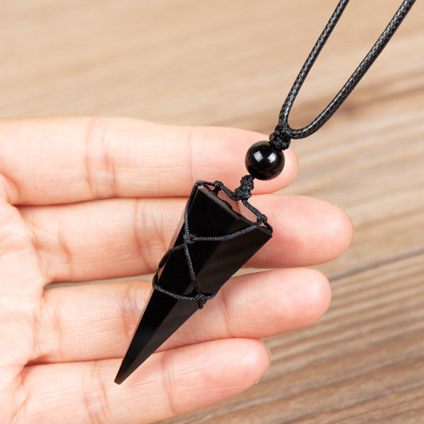 Natural Obsidian Gemstone Healing Pendant Necklace