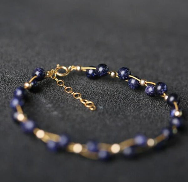 Blue Goldstone Minimalist Dainty Bracelet