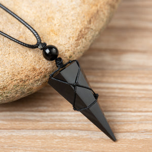 Natural Obsidian Gemstone Healing Pendant Necklace