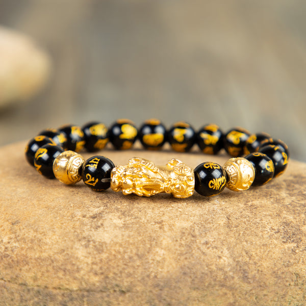 Feng Shui Pixiu Good Luck Black Obsidian Wealth Bracelet