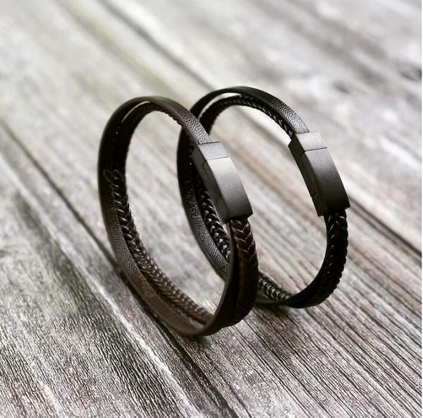 Minimalist Men's Leather Dainty Bracelet