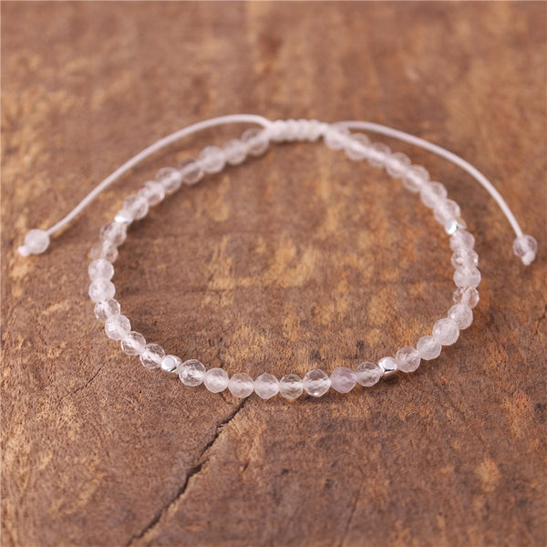 Minimalist Clear Quartz Dainty Bracelet 3MM Beads