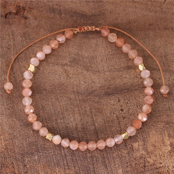 Minimalist Sunstones Dainty Bracelet 3MM Beads