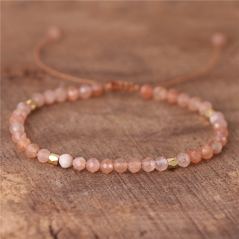 Minimalist Sunstones Dainty Bracelet 3MM Beads
