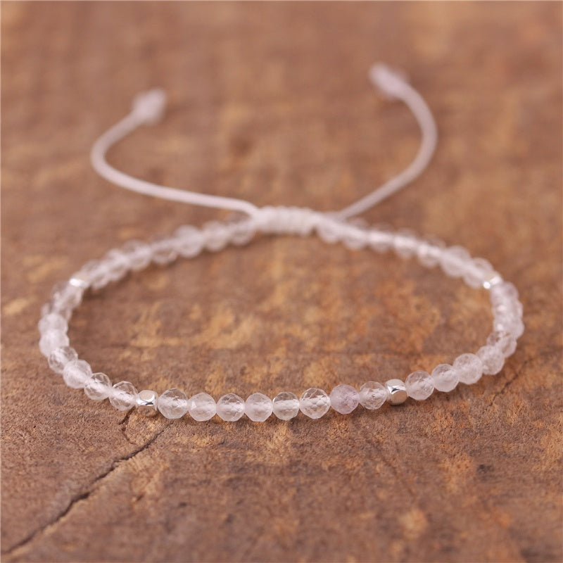 Minimalist Clear Quartz Dainty Bracelet 3MM Beads