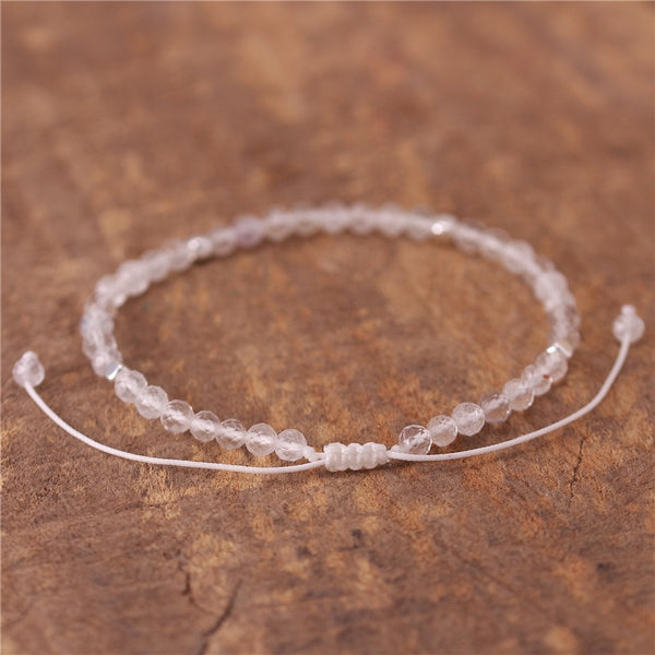 Minimalist Clear Quartz Dainty Bracelet 3MM Beads