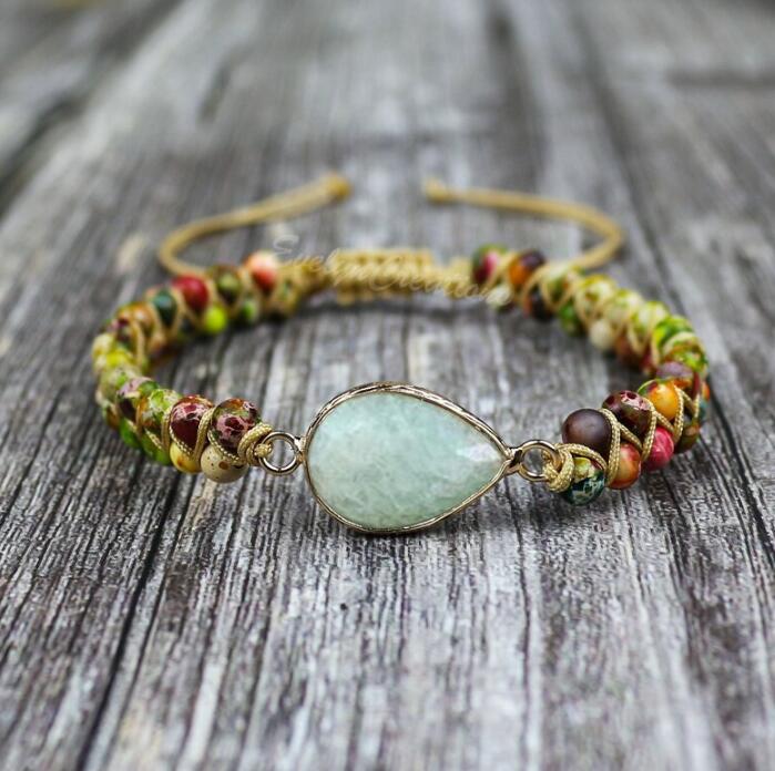 Natural Amazonite Gemstone Braided Bracelet