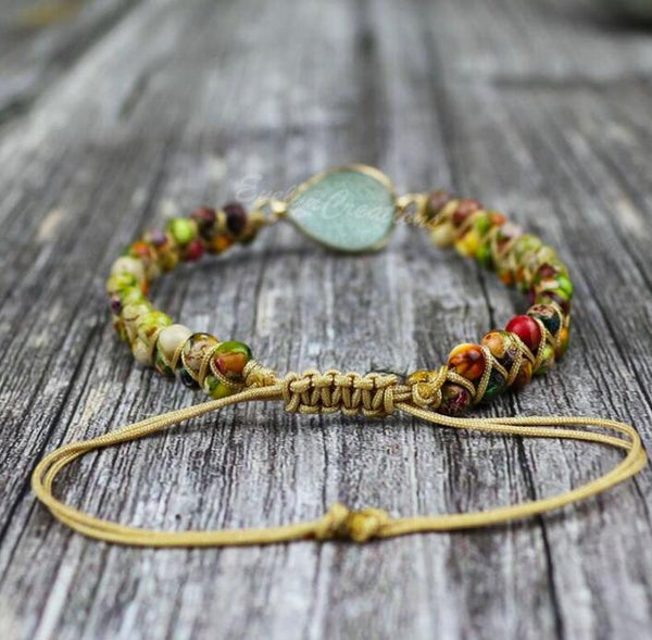 Natural Amazonite Gemstone Braided Bracelet