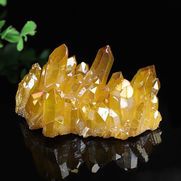 Natural Citrine Cluster Aura Crystal Cluster Mineral Specimen Healing Decoration