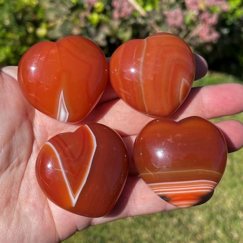 Natural Carnelian Crystal Heart Polished Healing Carved Agate Valentine Gifts