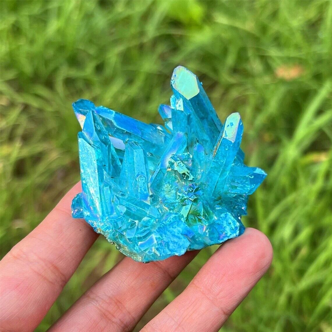 Blue Angel Aura Crystal Cluster Rainbow Aura Crystal Healing Crystal Decor Gift