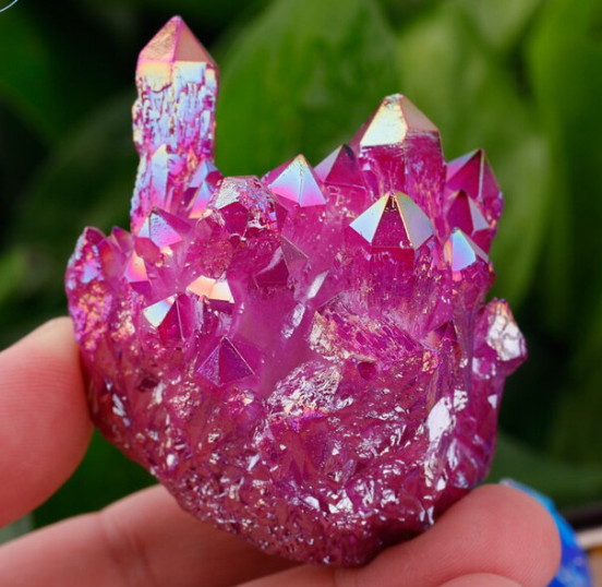 Pink Aura Quartz Cluster Gorgeous Titanium Ore Coated Angel Aura Quartz