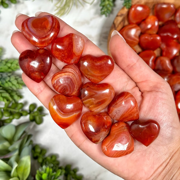 Natural Carnelian Crystal Heart Polished Healing Carved Agate Valentine Gifts
