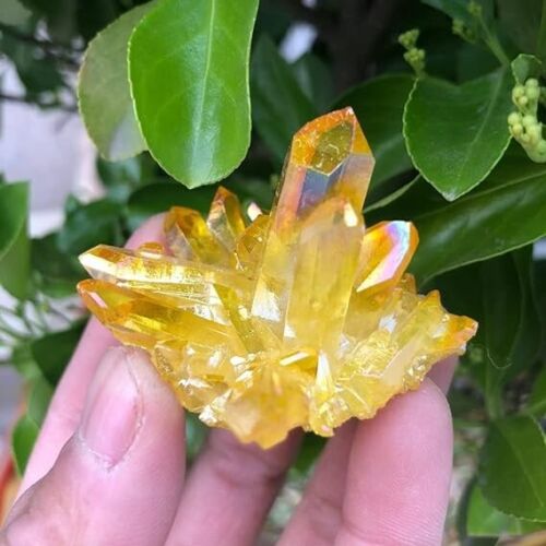 Natural Citrine Cluster Aura Crystal Cluster Mineral Specimen Healing Decoration