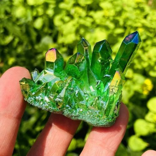 Green Angel Aura Cluster Natural Quartz Mineral Specimen Healing Home Decoration
