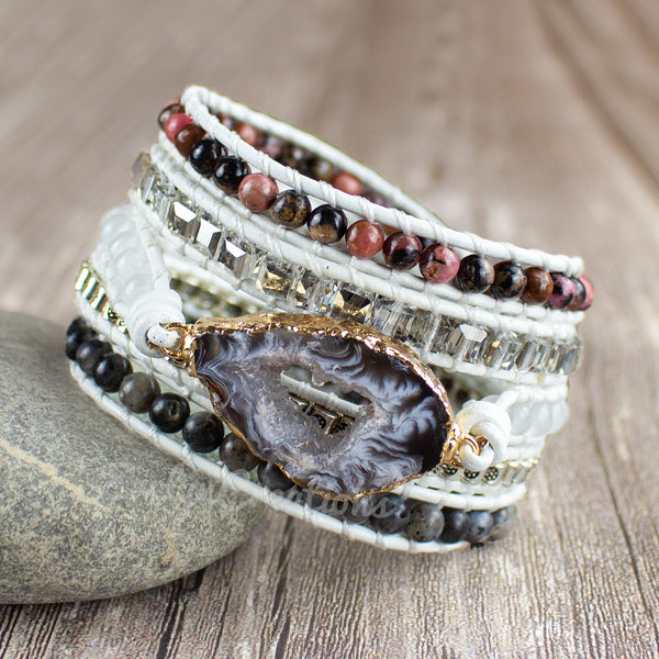 Natural Stone Healing Crystal Druzy Agate Bracelet
