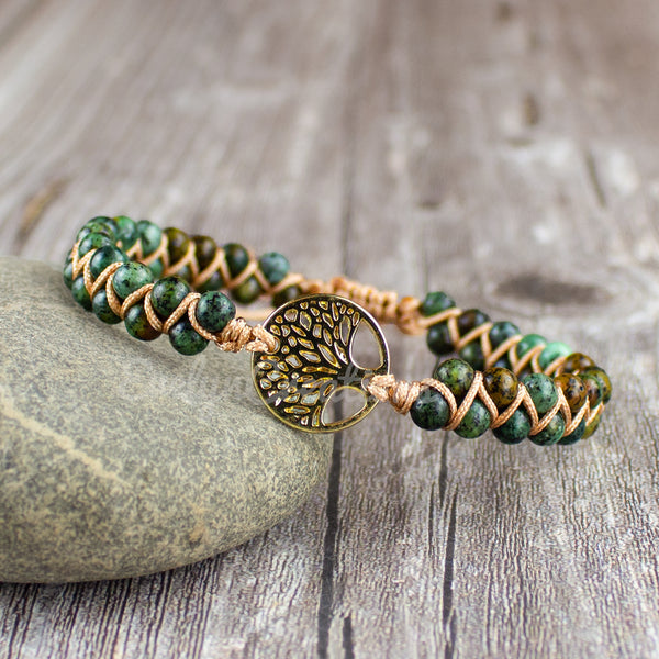 African Turquoise Tree Of Life Charm Healing Bracelet