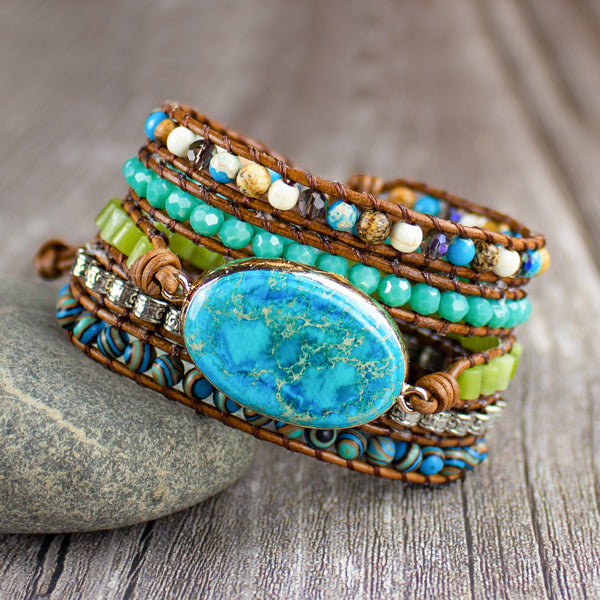 Natural Turquoise Stone Healing Crystal Bracelet