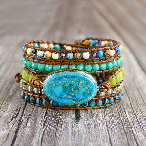 Natural Turquoise Stone Healing Crystal Bracelet