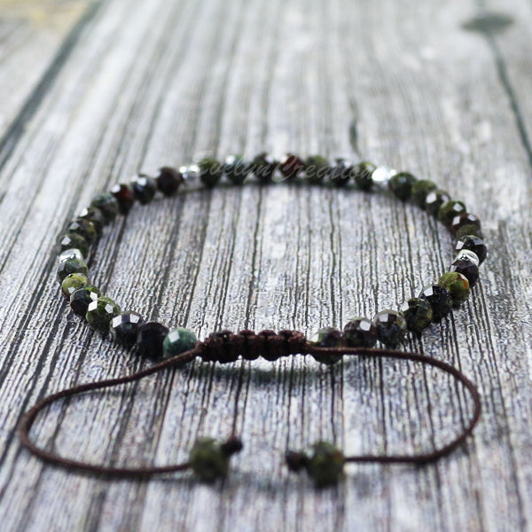 Natural Dragon Bloodstone Dainty Bracelet