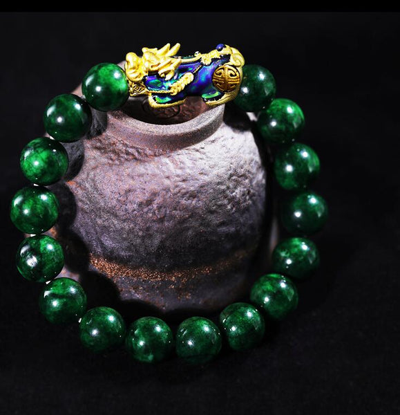 Green Jade Feng Shui Pi Xiu Good Luck Bracelet