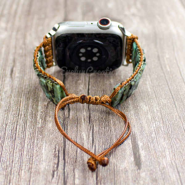 Natural African Turquoise Stone Watch Strap Band for Apple