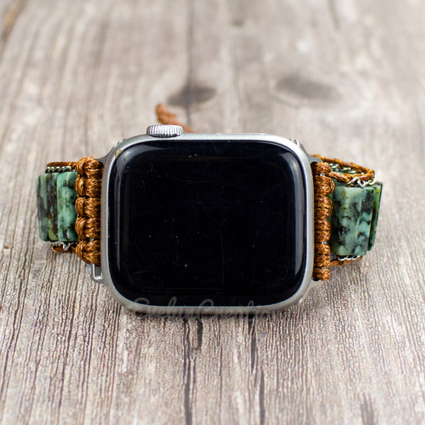 Natural African Turquoise Stone Watch Strap Band for Apple