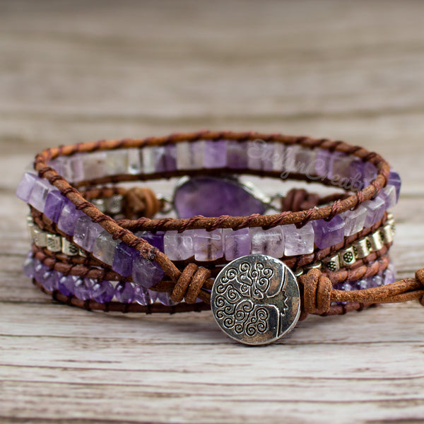 Natural Amethyst Crystal Healing Bracelet