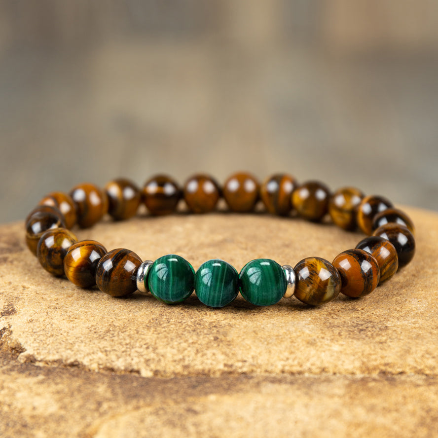 Tiger's Eye Malachite Stone Healing Meditation Balancing Bracelet