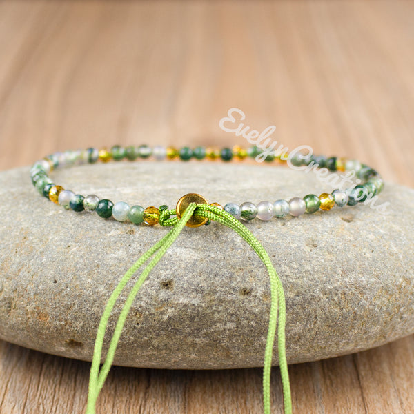 Natural Stone Moss Agate Bracelet