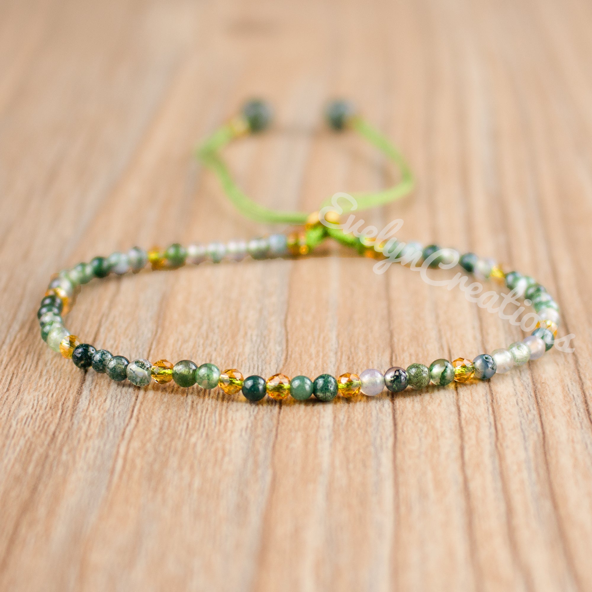 Natural Stone Moss Agate Bracelet