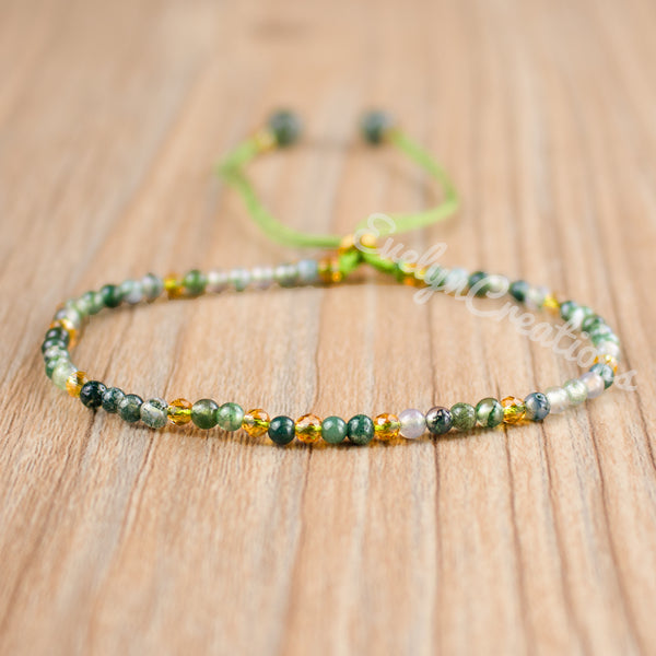 Natural Stone Moss Agate Bracelet