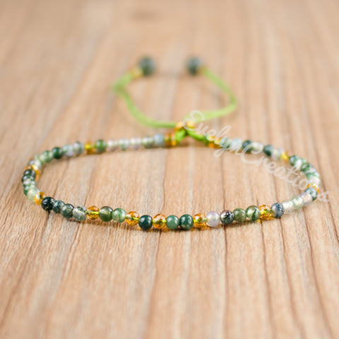 Natural Stone Moss Agate Bracelet
