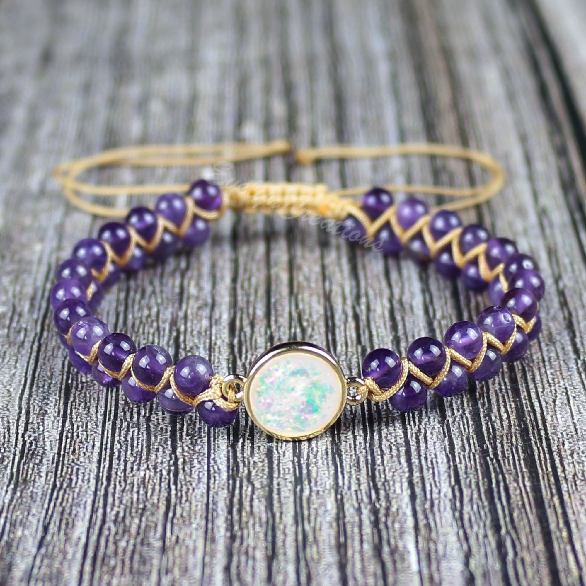 Natural Amethyst Gemstone Healing Bracelet
