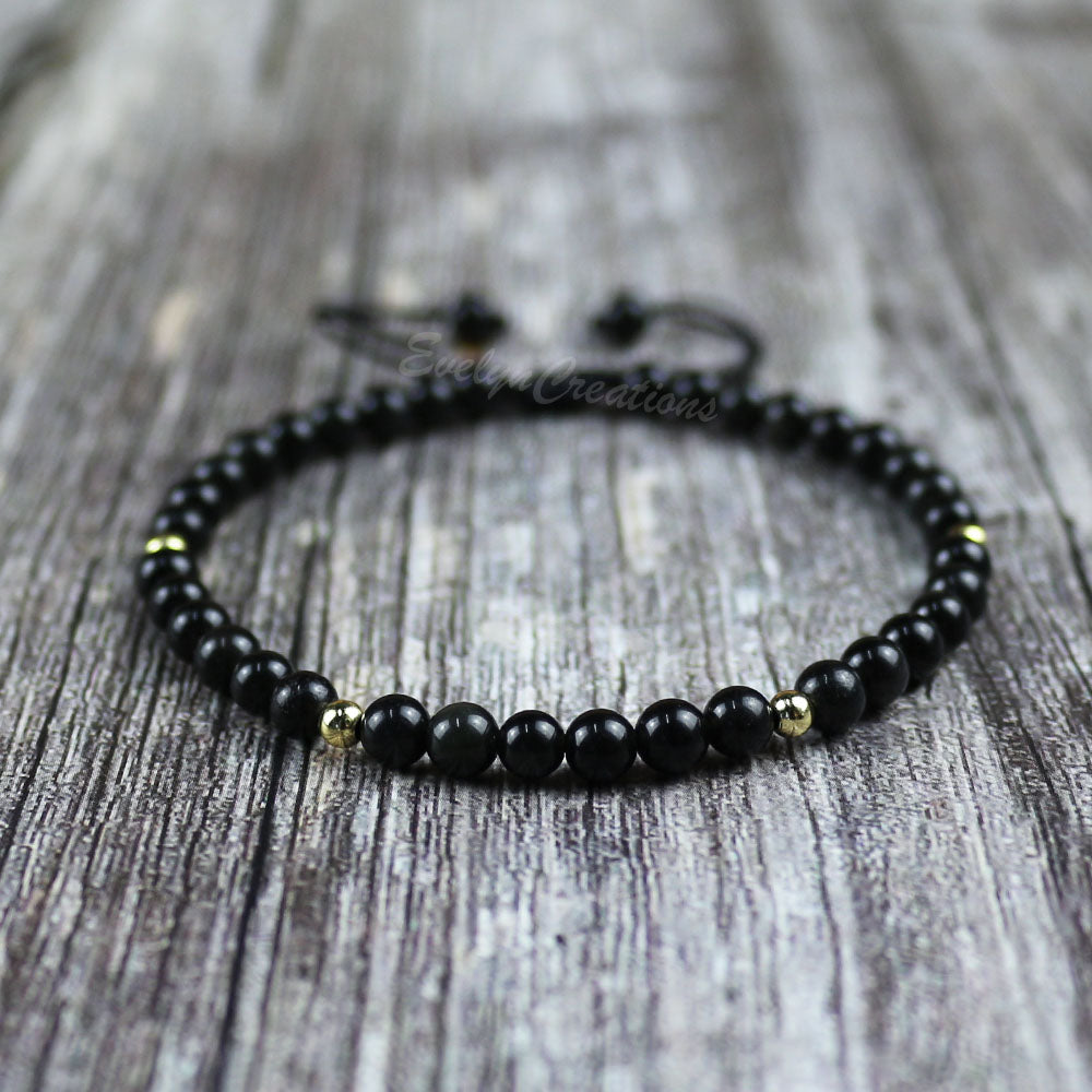 Black Obsidian Dainty Bracelet