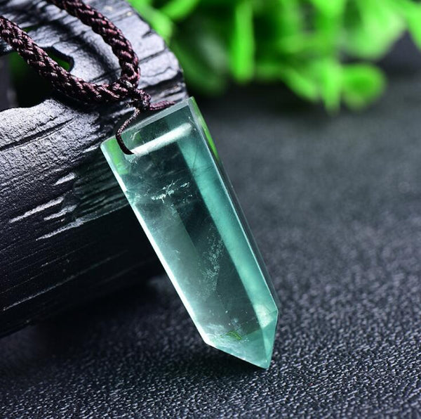 Natural Green Fluorite Points Pendant Necklace