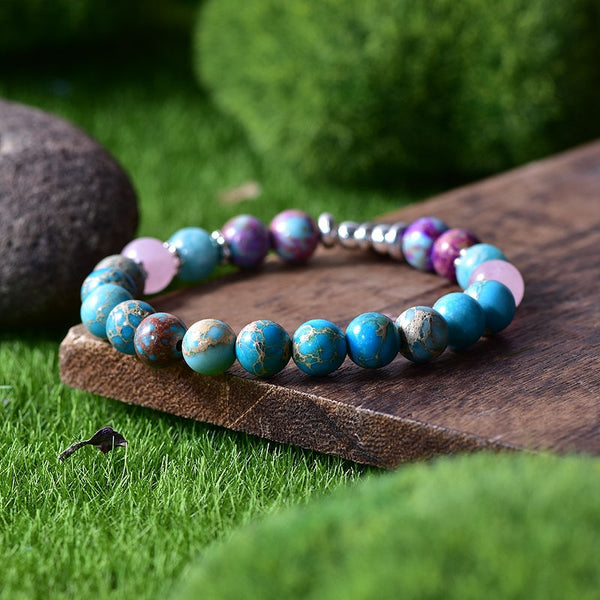 Natural Rose Quartz Galaxy Sea Sediment Bracelet