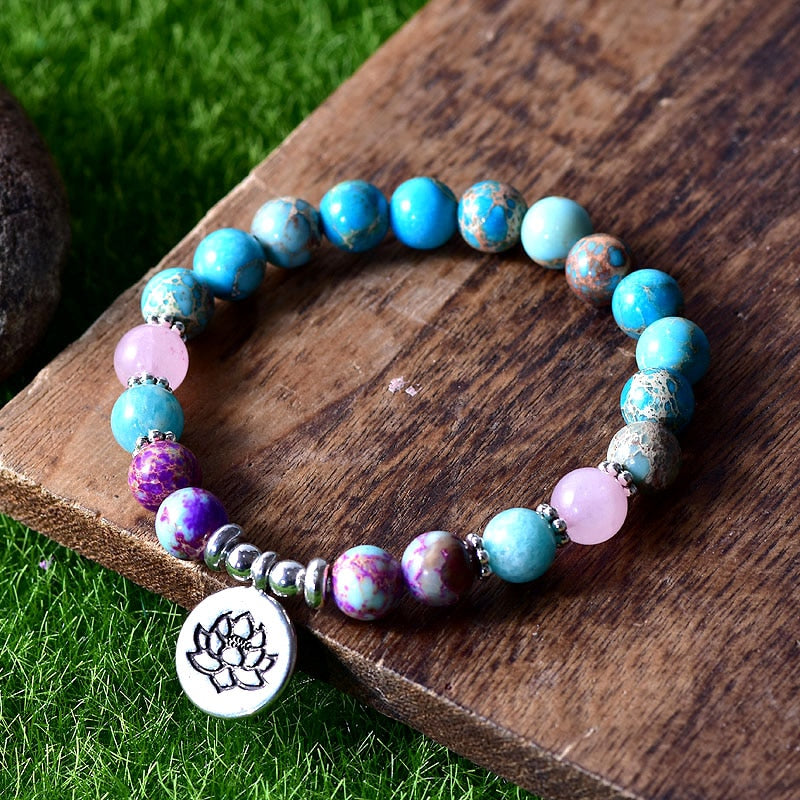 Natural Rose Quartz Galaxy Sea Sediment Bracelet