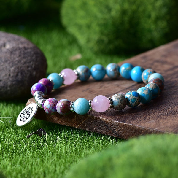 Natural Rose Quartz Galaxy Sea Sediment Bracelet