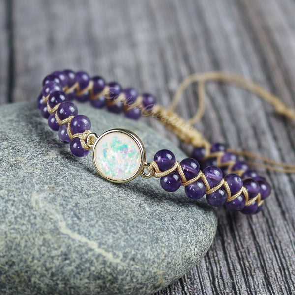 Natural Amethyst Gemstone Healing Bracelet