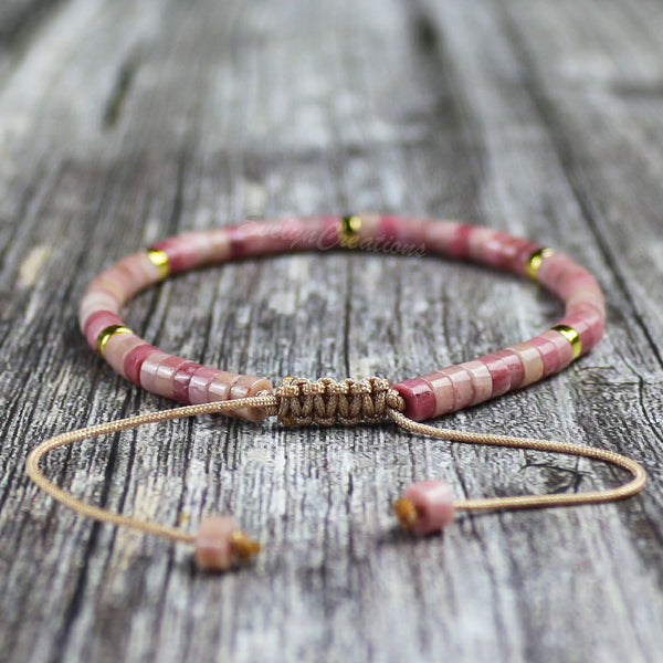 Natural Rhodonite Gemstone Dainty Bracelet