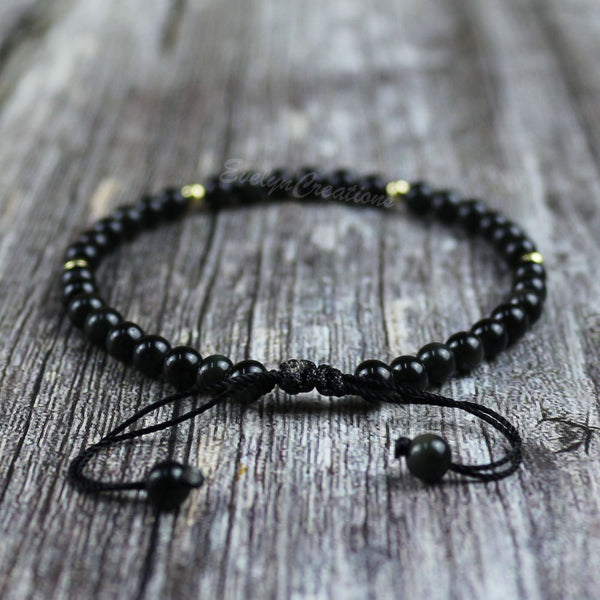 Black Obsidian Dainty Bracelet