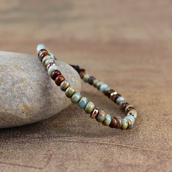 Natural African Opal Jasper Stone Healing Calming Bracelet