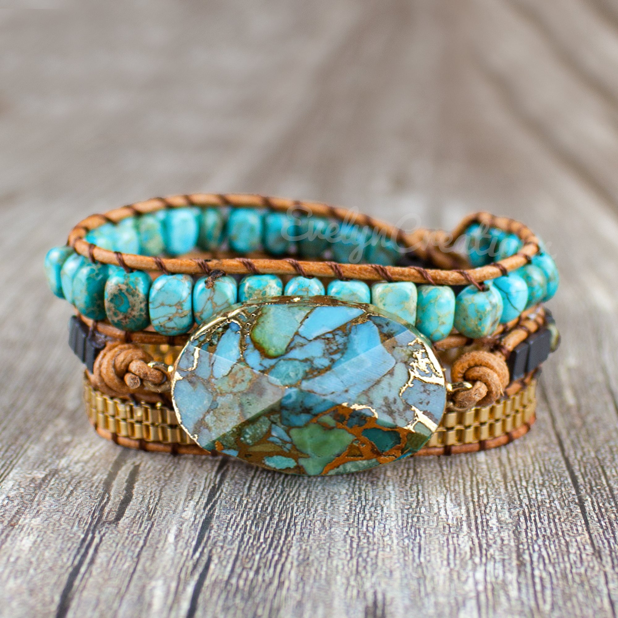 Healing Natural Turquoise Wrap Bracelet