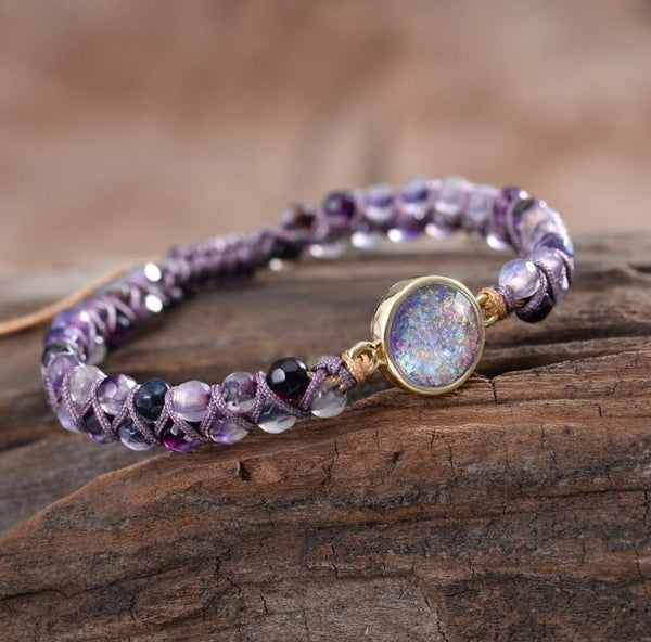 Healing Natural Amethysts Gemstone Opal Yoga Friendship Bracelet